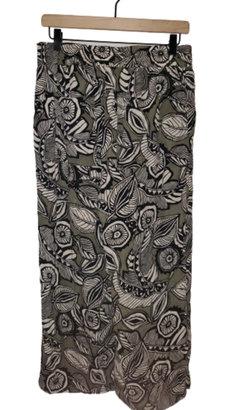 LOFT Boho Palm Leaf Lounge Pants Baggy Style Green Black Size 4 - Picture 6 of 8